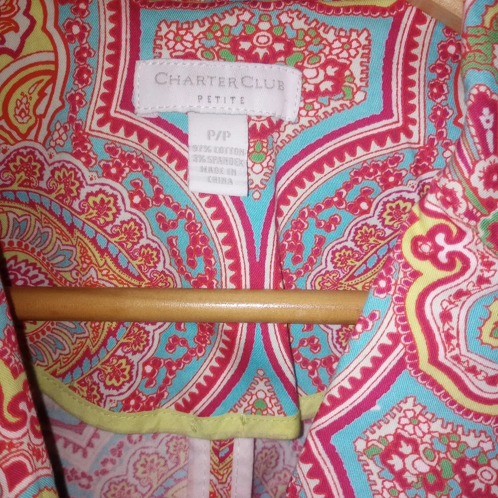 Women's charter club two-piece Paisley Blazer and short set - Picture 11 of 15